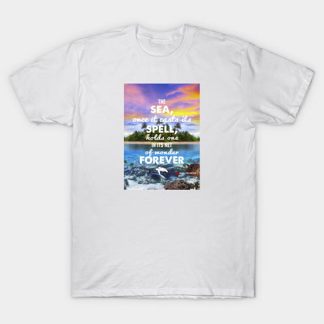 The sea, once it casts its spell, holds one in its net of wonder forever - RV Calypso, Jacques Yves Cousteau T-Shirt by GreekTavern